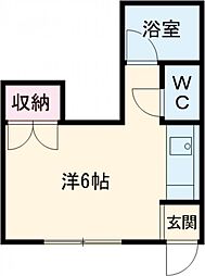 エコーハイツ 1階ワンルームの間取り