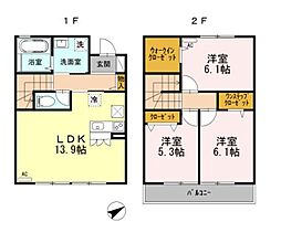 JR南武線 谷保駅 徒歩13分の賃貸テラスハウス 1階3LDKの間取り