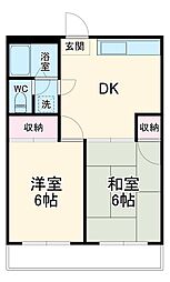 パールハイム小手指 2DKの間取図画像