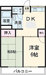 コーポサンレイ 2階2DKの間取り