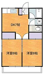 第3コスモコーポ 2階2DKの間取り