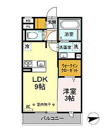 コゥジーコート 3階1LDKの間取り