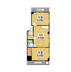 コスモマンション 2階2LDKの間取り