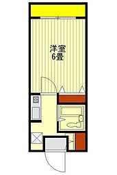 京王線 調布駅 徒歩8分の賃貸マンション 2階1Kの間取り