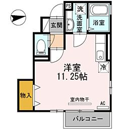 京王相模原線 京王よみうりランド駅 徒歩2分の賃貸アパート 1階ワンルームの間取り