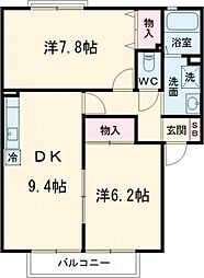 京王線 西調布駅 徒歩11分の賃貸アパート 1階2DKの間取り