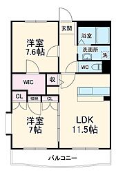 エクシージュ 3階2LDKの間取り