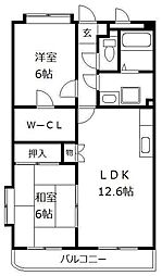 ピュアフラッツ 2LDKの間取図画像