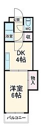 ベルシャトウ西浦和 1階1DKの間取り