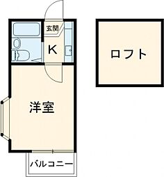 東急世田谷線 上町駅 徒歩5分の賃貸アパート 2階1Kの間取り