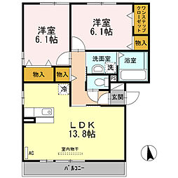 コンフォート楓 2LDKの間取図画像