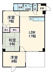 WEST-1 2A 2階3LDKの間取り