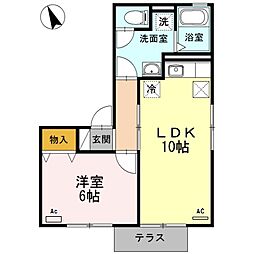 JR飯田線 下地駅 徒歩23分の賃貸アパート 1階1LDKの間取り