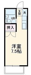 プリンスヒルＢ 205 2階ワンルームの間取り