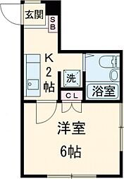 インペリオ田園調布 1階1Kの間取り