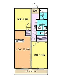 名古屋市営鶴舞線 植田駅 徒歩25分の賃貸マンション 3階2LDKの間取り