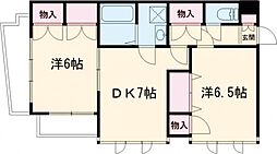 セゾンヴィラージュ 3階2DKの間取り