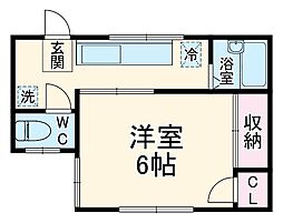 コーポカワノ 1階1Kの間取り