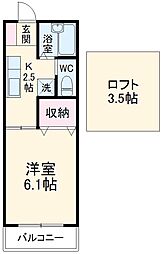 エスポワール 1階1Kの間取り