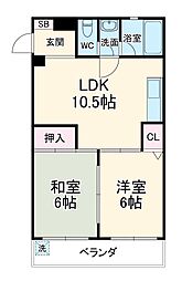 名古屋市営名城線 茶屋ヶ坂駅 バス8分 香流橋下車 徒歩2分の賃貸マンション 4階2LDKの間取り