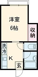 京王線 千歳烏山駅 徒歩24分の賃貸アパート 2階1Kの間取り