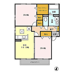パークフラッツ　Ｂ 1階2LDKの間取り