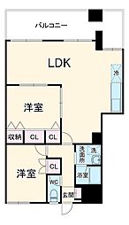 名古屋市営東山線 一社駅 徒歩10分の賃貸マンション 5階2LDKの間取り