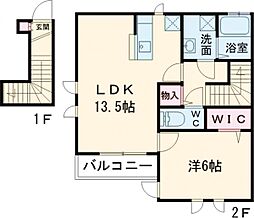 東武東上線 東武練馬駅 徒歩12分の賃貸アパート 2階1LDKの間取り