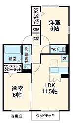 東武野田線 鎌ケ谷駅 徒歩12分の賃貸アパート 1階2LDKの間取り
