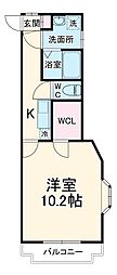 ドミールコート 1階1Kの間取り