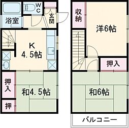 東武東上線 成増駅 徒歩8分の賃貸テラスハウス 1階3DKの間取り