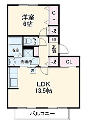 コーエイ日吉パル弐番館 1LDKの間取図画像