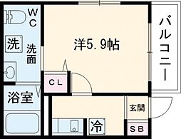 京成本線 青砥駅 徒歩3分の賃貸アパート 3階1Kの間取り