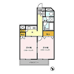 グランシャリオ 3階2Kの間取り