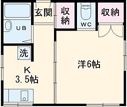 東京メトロ有楽町線 千川駅 徒歩4分の賃貸アパート 2階1Kの間取り