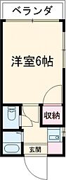 西武多摩川線 新小金井駅 徒歩11分の賃貸アパート 2階1Kの間取り