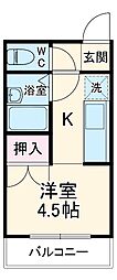 JR東海道本線 六合駅 6.2kmの賃貸マンション 3階1Kの間取り