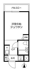 東武伊勢崎線 西新井駅 徒歩10分の賃貸マンション 2階ワンルームの間取り