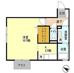 京成本線 京成大和田駅 徒歩12分の賃貸アパート 1階1Kの間取り