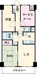 東武伊勢崎線 竹ノ塚駅 徒歩14分の賃貸マンション 3階2SLDKの間取り