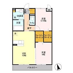 ドルチェ・アンナB 2LDKの間取図画像