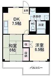 JR総武線 稲毛駅 徒歩5分の賃貸マンション 4階2DKの間取り