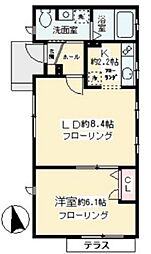 京王線 布田駅 徒歩6分の賃貸アパート 1階1LDKの間取り