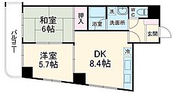 ウィスマ清水 7階2DKの間取り