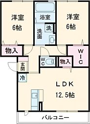 JR南武線 矢野口駅 徒歩5分の賃貸アパート 3階2LDKの間取り