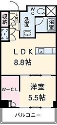 名古屋市営鶴舞線 上小田井駅 徒歩8分の賃貸マンション 2階1LDKの間取り