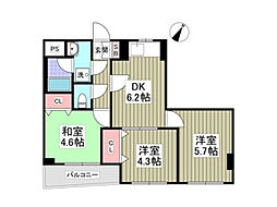 シャトー白鳳 3DKの間取図画像