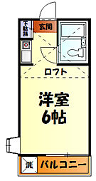 アップルハウス鶴間 ワンルームの間取図画像