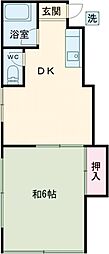 京王動物園線 多摩動物公園駅 徒歩8分の賃貸アパート 1階1DKの間取り