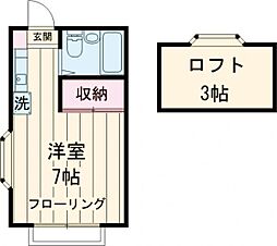 JR中央線 国分寺駅 徒歩6分の賃貸アパート 2階ワンルームの間取り